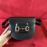 Gucci GG Women Gucci Horsebit 1955 Mini Rounded Bag Black Leather Cotton Linen Lining - Image 2