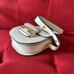 Gucci GG Women Gucci Horsebit 1955 Mini Rounded Bag White Leather Cotton Linen Lining - Image 3