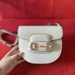 Gucci GG Women Gucci Horsebit 1955 Mini Rounded Bag White Leather Cotton Linen Lining - Image 2