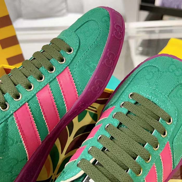 Gucci Unisex Adidas x Gucci Gazelle Sneaker Green Original GG Canvas Low Heel Rubber