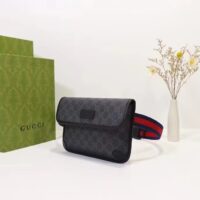 Gucci Unisex GG Black Belt Bag Black Grey GG Supreme Canvas Leather Trim (9)