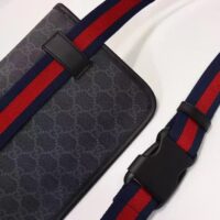 Gucci Unisex GG Black Belt Bag Black Grey GG Supreme Canvas Leather Trim (9)