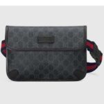 Sac ceinture unisexe Gucci GG noir en toile suprême GG gris noir avec garniture en cuir