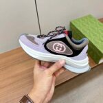 Gucci Unisex GG Run Sneaker Lilac Suede Interlocking G Bi-Color Rubbe Low Heel - Imagen 6