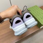 Gucci Unisex GG Run Sneaker Lilac Suede Interlocking G Bi-Color Rubbe Low Heel - Imagen 9