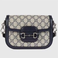 Gucci Unisex Gucci Horsebit 1955 GG Mini Bag Beige Blue GG Supreme Canvas (10)