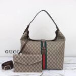 Gucci Unisex Jackie 1961 Medium Shoulder Bag Beige Ebony GG Supreme Piston Closure - Bild 3