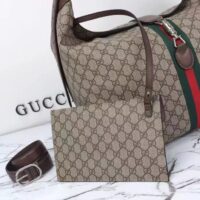 Gucci Unisex Jackie 1961 Medium Shoulder Bag Beige Ebony GG Supreme Piston Closure (5)