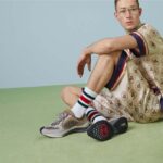 Gucci Unisex Run Sneaker Light Grey Suede Interlocking G Bi-Color Rubbe Low Heel - Bild 12