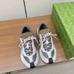 Gucci Unisex Run Sneaker Light Grey Suede Interlocking G Bi-Color Rubbe Low Heel - Bild 4