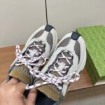 Gucci Unisex Run Sneaker Light Grey Suede Interlocking G Bi-Color Rubbe Low Heel - Bild 6