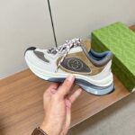 Gucci Unisex Run Sneaker Light Grey Suede Interlocking G Bi-Color Rubbe Low Heel - Bild 7