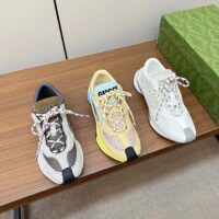 Gucci Unisex Run Sneaker Light Grey Suede Interlocking G Bi-Color Rubbe Low Heel (2)