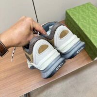 Gucci Unisex Run Sneaker Light Grey Suede Interlocking G Bi-Color Rubbe Low Heel (2)