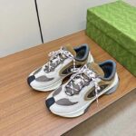 Gucci Unisex Run Sneaker Light Grey Suede Interlocking G Bi-Color Rubbe Low Heel - Bild 3