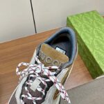 Gucci Unisex Run Sneaker Light Grey Suede Interlocking G Bi-Color Rubbe Low Heel - Bild 8