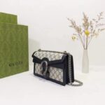 Gucci Women Dionysus GG Small Rectangular Bag Beige Blue GG Supreme Canvas – Image 4