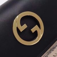 Gucci Women GG Blondie Mini Shoulder Bag Black Leather Round Interlocking G Chain (12)