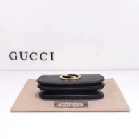 Gucci Women GG Blondie Mini Shoulder Bag Black Leather Round Interlocking G Chain (12)