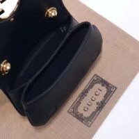 Gucci Women GG Blondie Mini Shoulder Bag Black Leather Round Interlocking G Chain (12)