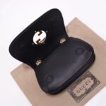 Gucci Women GG Blondie Mini Shoulder Bag Black Leather Round Interlocking G Chain – Image 8