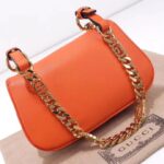 Gucci Women GG Blondie Mini Shoulder Bag Orange Leather Round Interlocking G Chain – Image 7