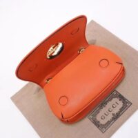 Gucci Women GG Blondie Mini Shoulder Bag Orange Leather Round Interlocking G Chain (4)