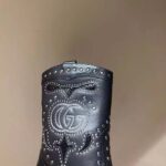 Gucci Women GG Boot Double G Embroidery Studs Black Leather Low 3.6 CM Heel - Bild 4