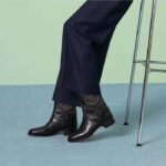 Gucci Women GG Boot Double G Embroidery Studs Black Leather Low 3.6 CM Heel - Bild 12