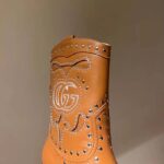 Gucci Women GG Boot Double G Embroidery Studs Brown Leather Low 3.6 CM Heel - immagine 5