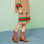 Gucci Women GG Boot Double G Embroidery Studs Brown Leather Low 3.6 CM Heel - immagine 12