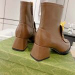 Gucci Women GG Boots Horsebit Brown Smooth Leather Stretch Leather Mid 5.3 CM Heel - Imagen 7