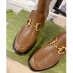 Gucci Women GG Boots Horsebit Brown Smooth Leather Stretch Leather Mid 5.3 CM Heel - Imagen 8