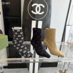 Gucci Women GG Knit Ankle Boots Beige GG Technical Knit Fabric Square Toe Leather Mid-Heel - Bild 11