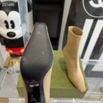 Gucci Women GG Knit Ankle Boots Beige GG Technical Knit Fabric Square Toe Leather Mid-Heel - Bild 10