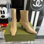 Gucci Women GG Knit Ankle Boots Beige GG Technical Knit Fabric Square Toe Leather Mid-Heel - Bild 4