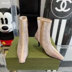 Gucci Women GG Mid-Heel Boot Rose Beige GG Crystal Mesh Leather Sole Pointed Toe - immagine 6