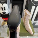 Gucci Women GG Mid-Heel Boot Rose Beige GG Crystal Mesh Leather Sole Pointed Toe - immagine 10