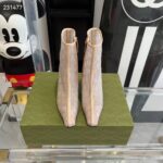 Gucci Women GG Mid-Heel Boot Rose Beige GG Crystal Mesh Leather Sole Pointed Toe - immagine 7