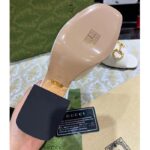 Gucci Women GG Slide Sandal Horsebit White Leather Metal Heel Leather Sole Mid-Heel - Image 9
