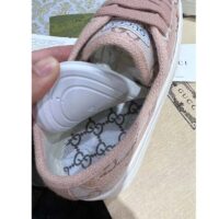 Gucci Women GG Sneaker Pink Original Canvas Rubber Interlocking G Lace-Up Flat (8)