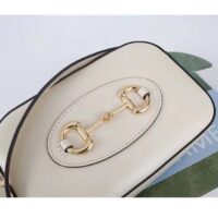 Gucci Women Gucci Horsebit 1955 Small Shoulder Bag White Leather Zip Closure (5)