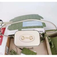 Gucci Women Gucci Horsebit 1955 Small Shoulder Bag White Leather Zip Closure (5)