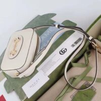 Gucci Women Gucci Horsebit 1955 Small Shoulder Bag White Leather Zip Closure (5)