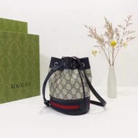 Gucci Women Ophidia GG Mini Bucket Bag Beige Blue GG Supreme Canvas (5)