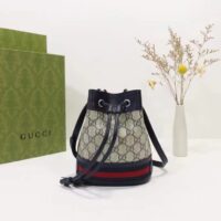 Gucci Women Ophidia GG Mini Bucket Bag Beige Blue GG Supreme Canvas (5)