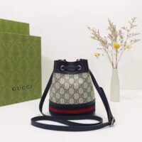 Gucci Women Ophidia GG Mini Bucket Bag Beige Blue GG Supreme Canvas (5)