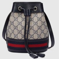 Gucci Women Ophidia GG Mini Bucket Bag Beige Blue GG Supreme Canvas