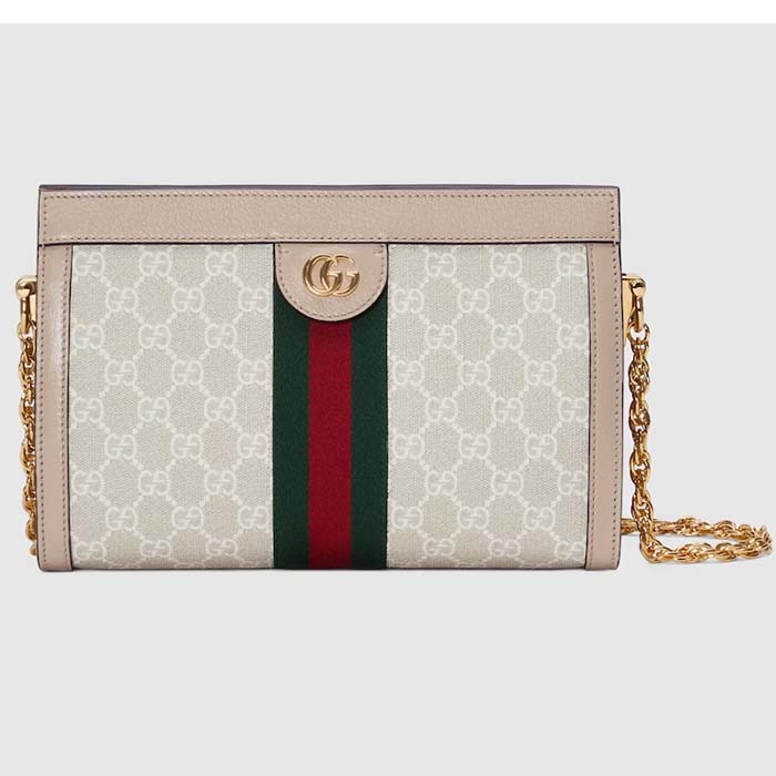 Gucci Women Ophidia GG Small Shoulder Bag Beige White GG Supreme Canvas Double G
