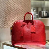 Louis Vuitton LV Unisex Alma Travel GM Vermillon Red Epi XL Grained Leather Handle Clip (4)